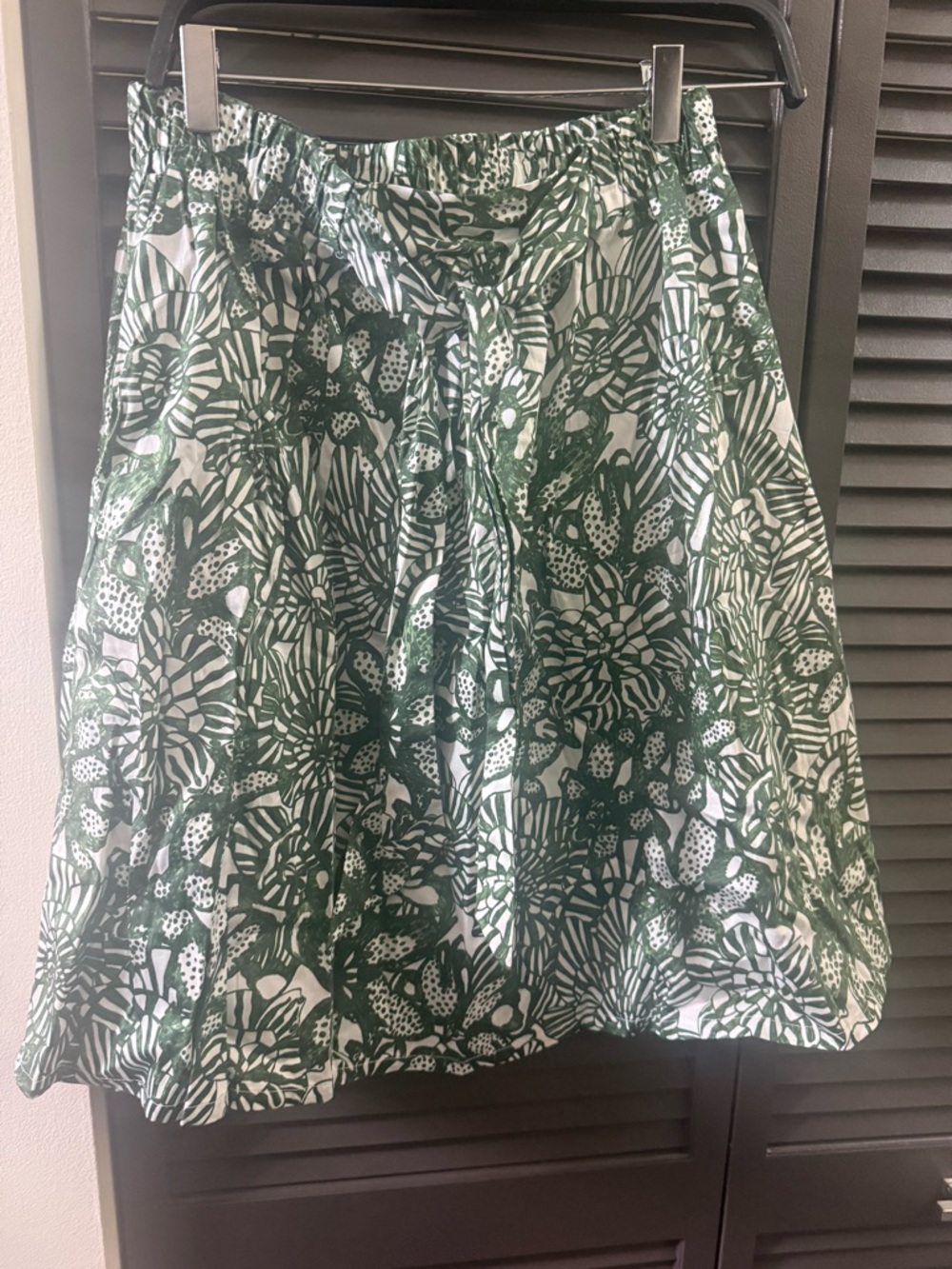 H&M Green and White Botanical A-Line Skirt